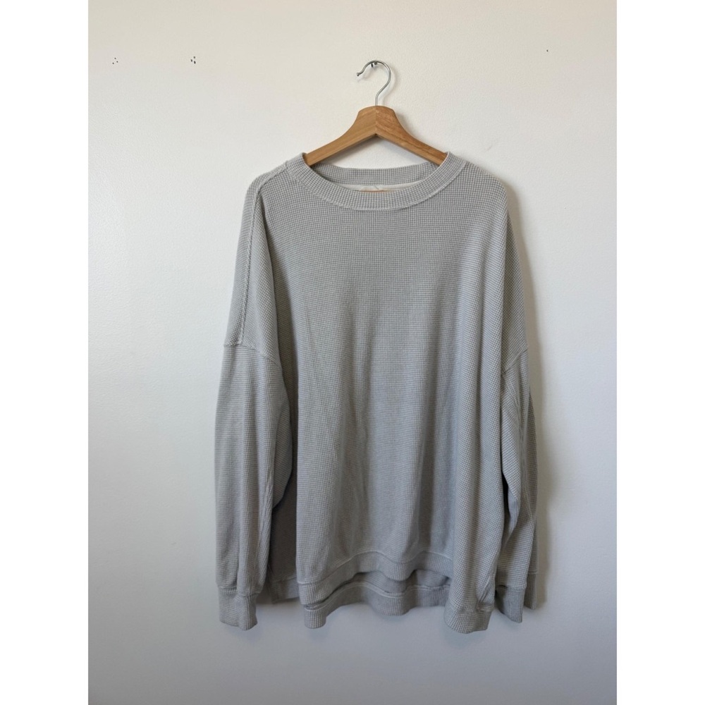 Aerie Light Gray Waffle Knit Top